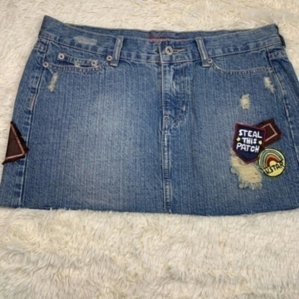 Vanilla Star Patched Denim Skirt